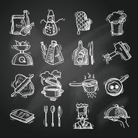 Croquis d&#39;icônes de cuisine vecteur