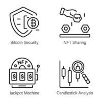 paquet de nft objets de collection linéaire Icônes vecteur