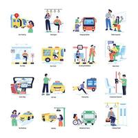 collection de Publique transport plat des illustrations vecteur