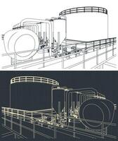 des illustrations de plans de raffinerie vecteur