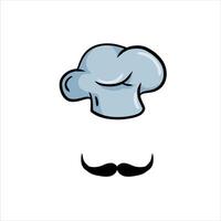 chef casquette. cuisinier signe. blanc uniforme et chapeau. café ou français restaurant illustration. boulangerie costume, cuisine porter avec moustache isolé sur blanc vecteur