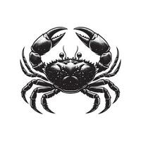 Crabe silhouette noir plat illustration . vecteur