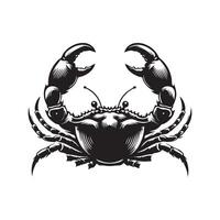 Crabe silhouette noir plat illustration . vecteur