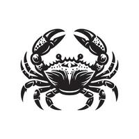 Crabe silhouette noir plat illustration . vecteur