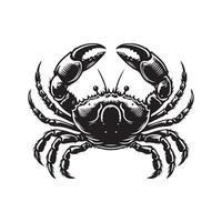 Crabe silhouette noir plat illustration . vecteur