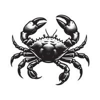 Crabe silhouette noir plat illustration . vecteur