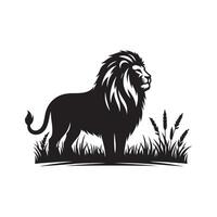 Lion silhouette plat illustration. vecteur