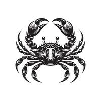 Crabe silhouette noir plat illustration . vecteur