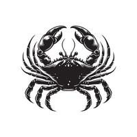 Crabe silhouette noir plat illustration . vecteur