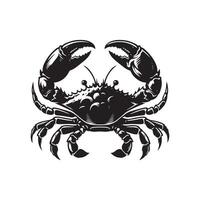 Crabe silhouette noir plat illustration . vecteur