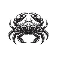 Crabe silhouette noir plat illustration . vecteur