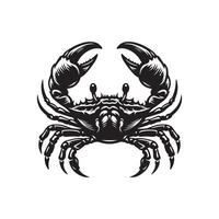 Crabe silhouette noir plat illustration . vecteur