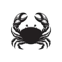 Crabe silhouette noir plat illustration . vecteur