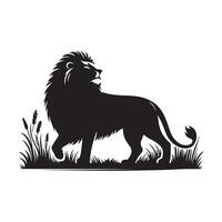 Lion silhouette plat illustration. vecteur