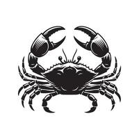 Crabe silhouette noir plat illustration . vecteur