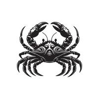 Crabe silhouette noir plat illustration . vecteur