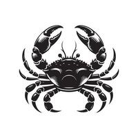 Crabe silhouette noir plat illustration . vecteur