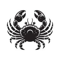 Crabe silhouette noir plat illustration . vecteur