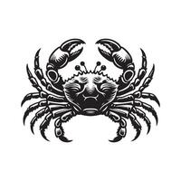 Crabe silhouette noir plat illustration . vecteur