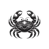 Crabe silhouette noir plat illustration . vecteur