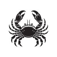 Crabe silhouette noir plat illustration . vecteur