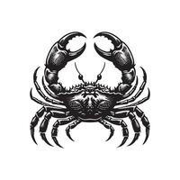 Crabe silhouette noir plat illustration . vecteur