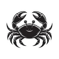 Crabe silhouette noir plat illustration . vecteur