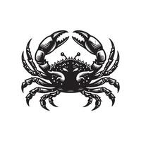 Crabe silhouette noir plat illustration . vecteur