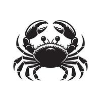 Crabe silhouette noir plat illustration . vecteur