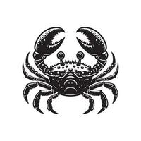 Crabe silhouette noir plat illustration . vecteur