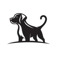 chien silhouette plat illustration. vecteur