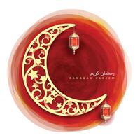 célébrer Ramadan avec cette magnifique lune Contexte. souhaitant vous une béni Ramadan kareem vecteur