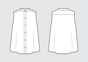 Sans manches classique chemise mode technique esquisser. illustration vecteur