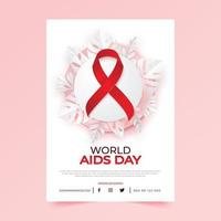 affiche de la journée mondiale du sida avec ruban rouge et artisanat en papier vecteur
