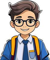 une dessin animé garçon portant des lunettes et une attacher vecteur