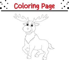 content cerf coloration page. animal coloration livre pour des gamins vecteur