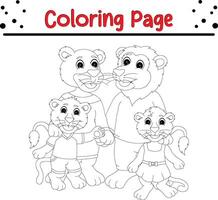 content Lion famille coloration livre page pour des gamins vecteur