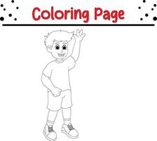 content garçon en jouant coloration livre page pour les enfants vecteur