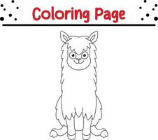 mignonne alpaga coloration page. animal coloration livre pour des gamins vecteur