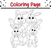 content lapin famille coloration page pour des gamins vecteur