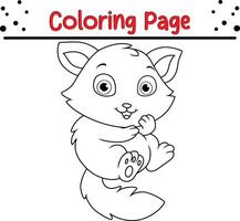 mignonne Renard coloration page. animal coloration livre pour des gamins vecteur