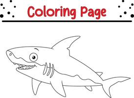 mignonne requin coloration page. animal coloration livre pour des gamins vecteur