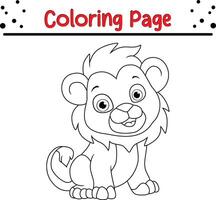 mignonne Lion coloration page. animal coloration livre pour des gamins vecteur