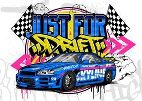 voiture graffiti illustration. courses voiture illustration dans graffiti style. vecteur