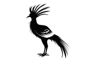 hoatzin oiseau silhouette noir clipart isolé sur une blanc Contexte vecteur