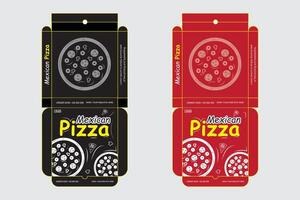 Pizza boîte conception. Pizza emballage conception. Pizza boîte modèle. prêt pour imprimer. vecteur
