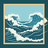 ligne Cadre Contexte avec mer l'eau vagues dans monde océan journée vecteur