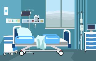 intérieur paysage de hôpital hospitalisé pièce avec lit et santé médical équipements vecteur
