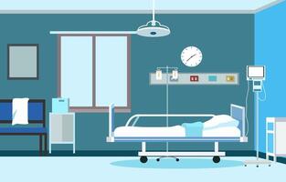 intérieur paysage de hôpital hospitalisé pièce avec lit et santé médical équipements vecteur