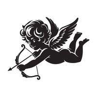 ange Cupidon - une Cupidon en volant avec arc et La Flèche illustration vecteur